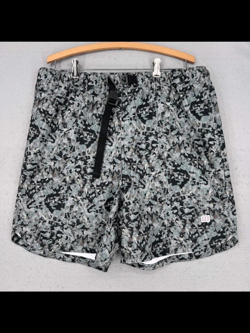 Topo Designs Camouflage Shorts in  Black & Gray Stretch Performance Quick Dry